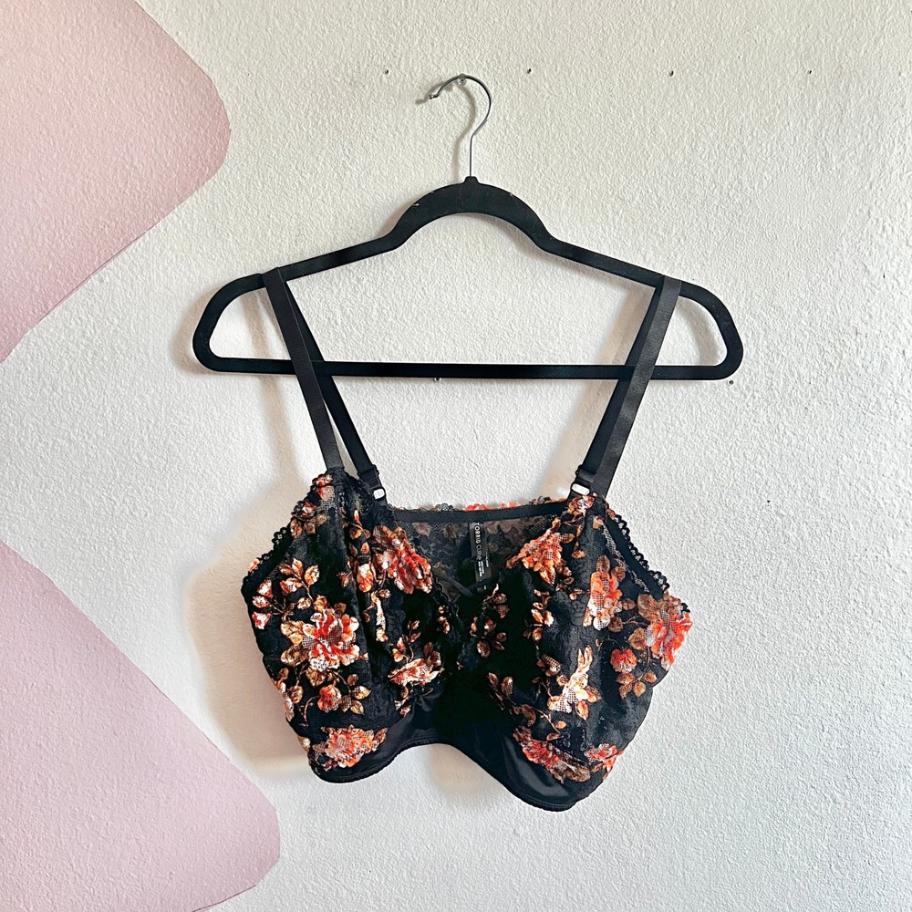 Torrid Curve Floral Lace Bralette Longline Lingerie Romantic‎ Coquette Size 1